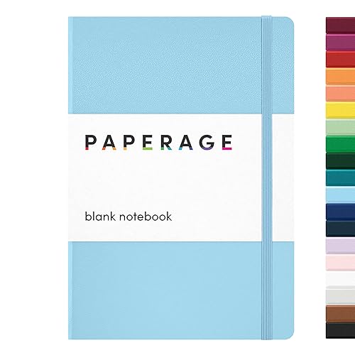 PAPERAGE Blank Journal Notebook, (Light Blue), 160 Pages, Medium 5.6 inches x 8 inches - 100 GSM Thick Paper, Hardcover - Blank 160 Pages - Light Blue