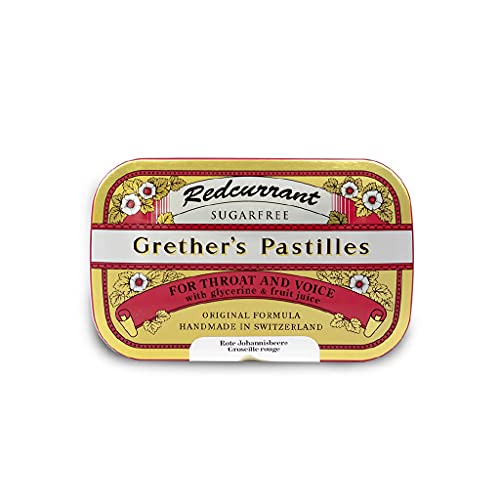 GRETHER'S Sugarfree Redcurrant Pastilles for Dry Mouth Relief - Soothing Throat & Healthy Voice - Long-Lasting Fruit Flavor, Gift for Singers - Vitamin C - 1-Pack - 2.1 oz. - 2.1 Ounce (Pack of 1) - Redcurrant