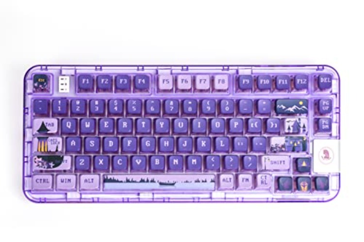 EPOMAKER CoolKiller CK75 75% Transparent Gasket Hot Swap RGB Bluetooth/2.4Ghz Wireless/Type-C Wired Gaming Keyboard with KSA Profile PBT Keycaps, Compatible with Win/Mac/Android(Purple,Clove Switch) - Clove Linear Switch - Purple