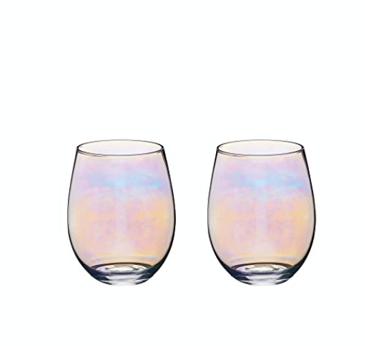 BarCraft Rainbow-Pearl Iridescent Tumbler Glasses, Set of 2, 600ml, Gift Boxed - Tumblers