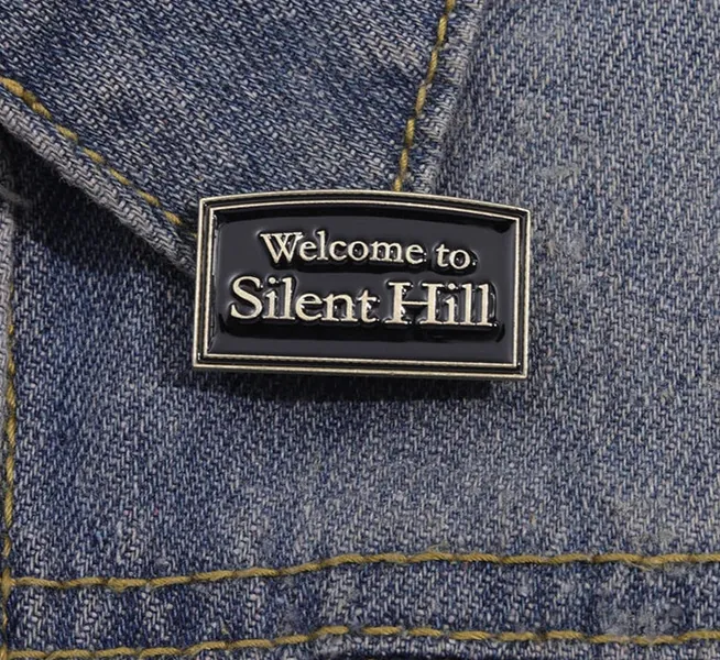 Dark Goth Horror Enamel Pin - Silver