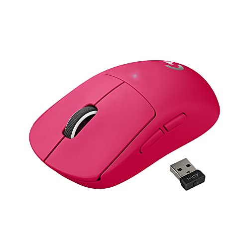 Logitech G PRO X SUPERLIGHT Wireless Gaming Mouse, Ultra-Lightweight, HERO 25K Sensor, 25,600 DPI, 5 Programmable Buttons, Long Battery Life, Compatible with PC / Mac - Magenta - Magenta - Mouse