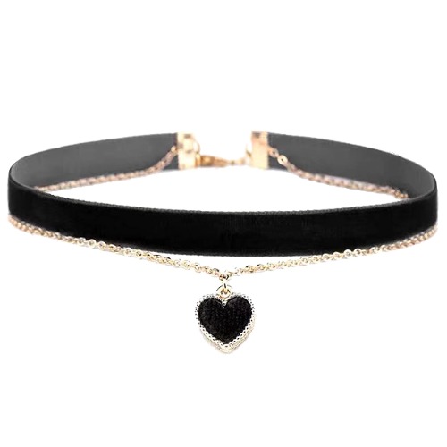 MOMOCAT Heart Necklace Adjustable Red Choker Classic Collar Necklaces for Women and Girls Velvet Chocker Necklace - Black