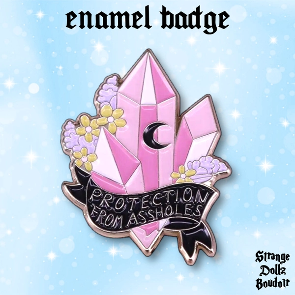 Protection Witchy Crystals Celestial enamel pin badge, pastel goth, Strange Dollz Boudoir