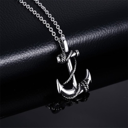 Anchor With Ropes Necklace - Silver