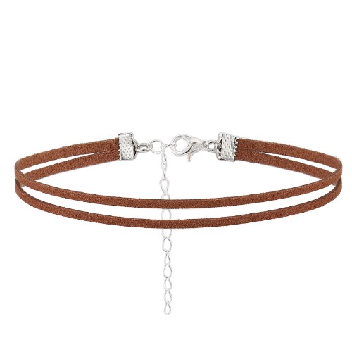 Olbye Layering Leather Necklace Leather Cord Necklace Choker Personal Everyday Necklace Jewelry for Women and Girls - Brown