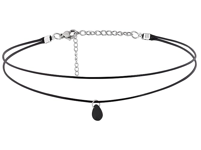 Sacina Layered Black Choker Necklace, Glass Teardrop Necklace, Black Choker, Gothic Choker, Boho Necklace, Christmas Jewelry Gift for Women - black