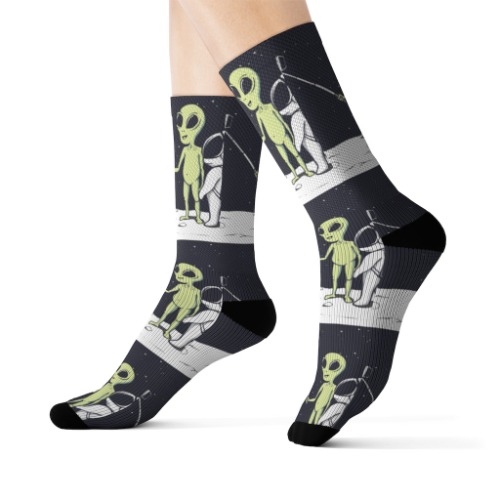 Funny Alien Selfie Socks - L