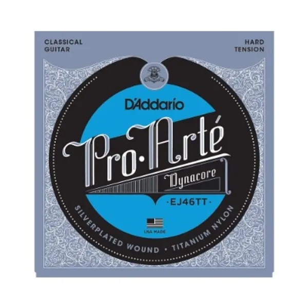 D'Addario EJ46TT ProArte DynaCore Classical Guitar Strings, Titanium Trebles, Hard Tension