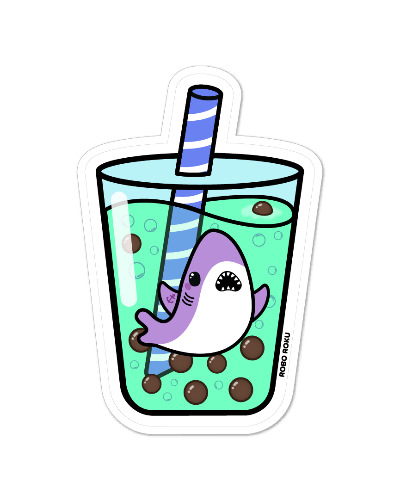 Sailor Shark Bubble Tea Vinyl Sticker