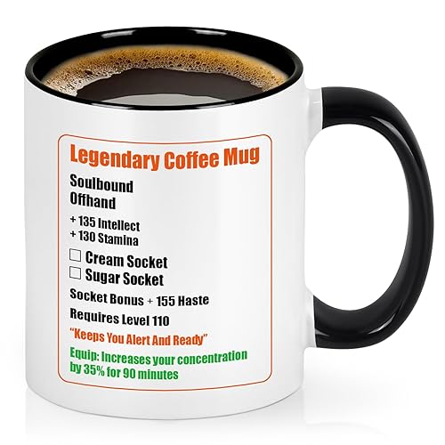 Cabtnca Gamer Gifts, Legendary Coffee Mug, Gamer Gifts for Men Teenage Boys, World of Warcraft Gifts, World of Warcraft Merchandise, Christmas Birthday Gifts for Nerd Gamer, Gaming Mug, 11 Oz