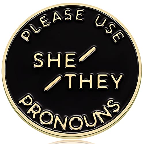 Ukodnus Stainless Steel They Them Pronoun Pin - Trans Pins for Gay & Lesbian - Gay Pride Accessories - LGBTQ Pins for Pride Festivals - she they pronouns pin