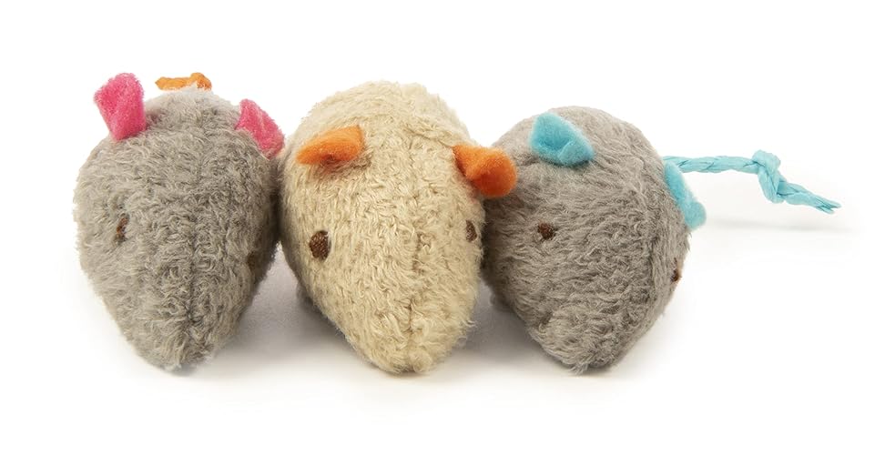 SmartyKat (3 Count) Skitter Critters Catnip Cat Toys - Gray/Cream, 3 Count - Set of 3