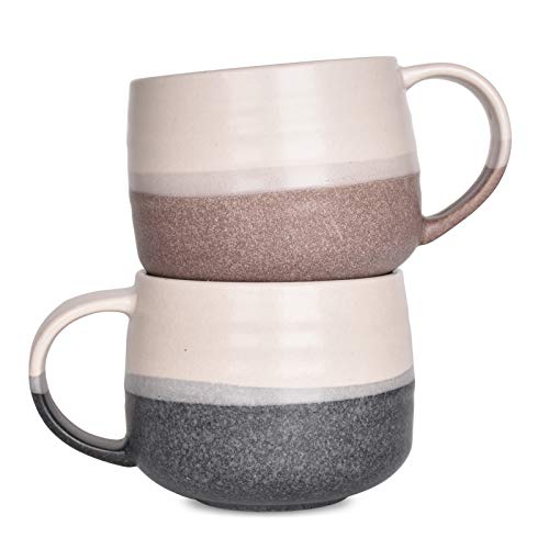 large ceramic latte mug set of 2
