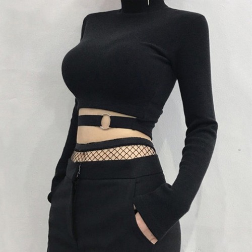'Shotgun' Black Hollow Out Crop Top