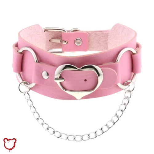 Heart Buckle Choker - pink