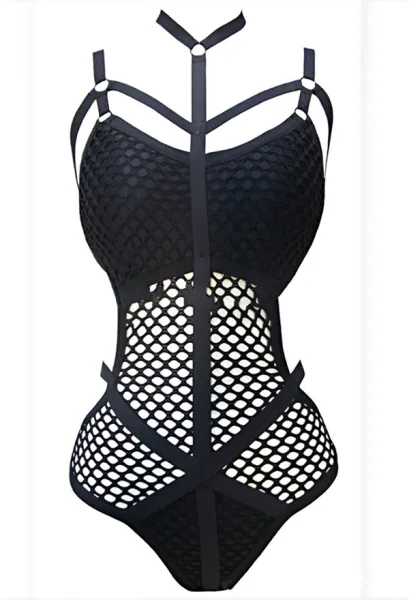 Women Sexy One-piece Swimsuit Mesh Hollow Bathing Suit Swimwear