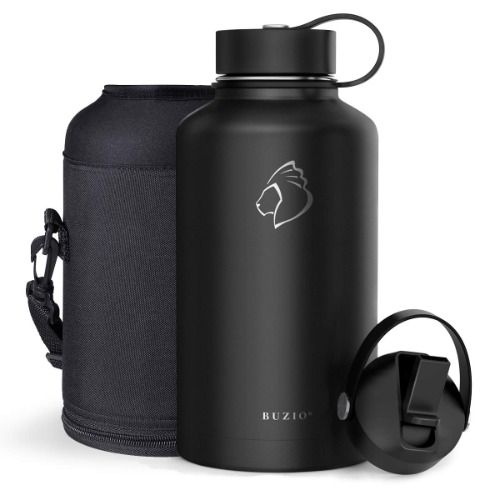 BUZIO Stainless Steel Water Bottle, BPA Free & Vacuum Insulated with Straw Lid and Flex Cap(Cold for 48 Hrs, Hot for 24 Hrs), Send from Australia,940ml/1180ml/1800ml Vacuum Insulated Water Bottle
