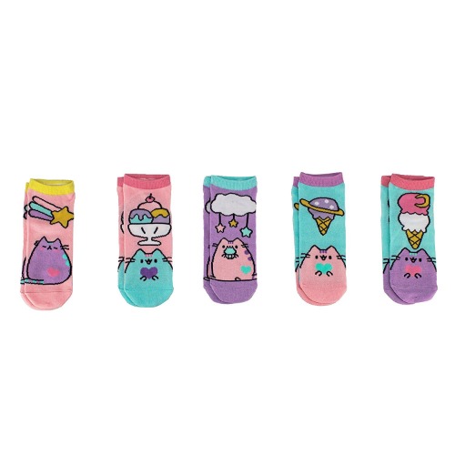 Pusheen The Cat Ankle Socks - Pusheen Ice Cream Polka Dot Designs - 5 Pairs, Ice Cream