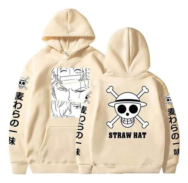Sybnwnwm Unisex Anime One Piece Hoodie Luffy Zoro Hoodies Straw Hat Sweatshirt Drawstring Pullovers Tops