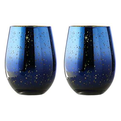 ARTLAND Set mit 2 Galaxy-Bechern, Blau/Goldfarben - Trinkgläser