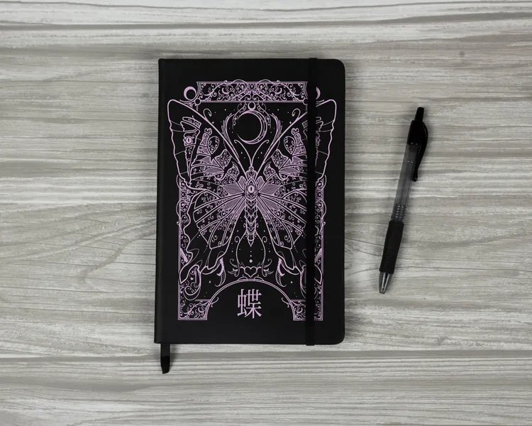 Cryptic Butterfly Black A5 Hard Cover Notebook
