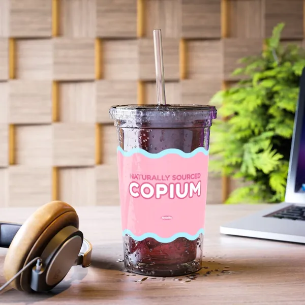 Copium Pink Boba Bubble Tea Cup Meme Gag Gift Twitch Vtuber Gamer Streamers Fans