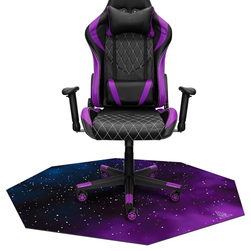 AREIA Computer Chair Mat (47” x 47”), Noise Cancelling Gaming Chair Mat – Anti-Slip Gaming Floor Mat – Scratch Resistant Mat for Office Chair – Octagon Computer Chair Mat for Hardwood Floor - 47.2" x 47.2" - Blue and Purple