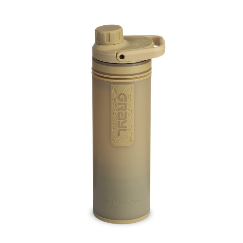 GRAYL UltraPress 16.9 oz Water Purifier & Filter Bottle for Hiking, Backpacking, Survival, Travel - Desert Tan