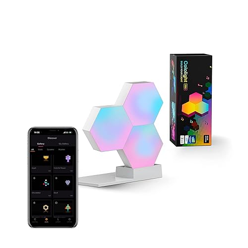 Cololight Hexagon Lights, Wall Light for Room Decor, Night Light, Music Sync LED Gaming Light, App Control Cool RGB Lights for Bedroom Decoration, Work with Alexa&Google 3Pcs PRO - 3pcs