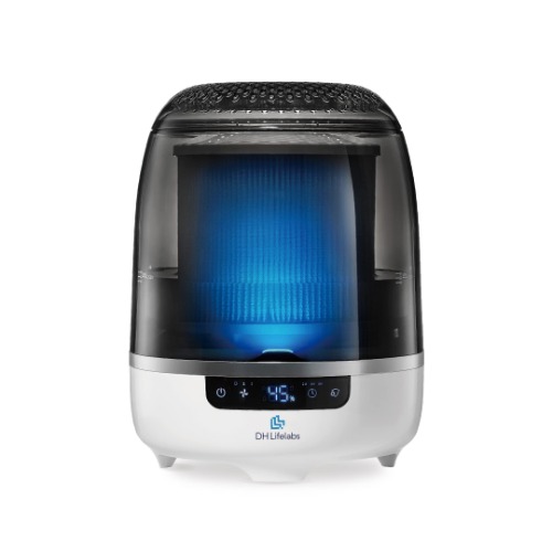 DH Lifelabs | Aaira + Humidifier Hydrating Dry Air Purifier | HOCl Cleans, Deodorizes & Moisturizes Air | Eliminates 99.9% of Bacteria Viruses Mold | Max Coverage 538 Sq Ft for Large Room Bedroom Home - Grey