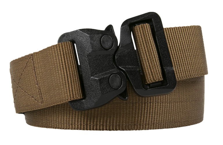 Klik Belts Tactical Belt With TSA Approved Nylon Cobra® Buckle - Never Have To Remove Your Belt At Security Again - Unisex - XL Greater than 46" Waist Brown 2ply