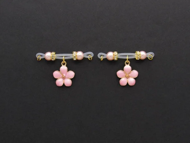 Fake Nip Nops Piercing - Flowers (Pink)