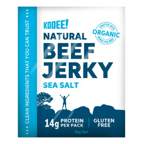 KOOEE! Grass-fed Beef Jerky Classic Sea Salt, 10 Count, Classic Sea Salt - 14 g (Pack of 10)