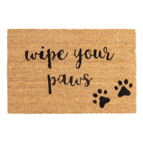 Nicola Spring Non-Slip Coir Door Mat - Natural Fibre Indoor Outdoor Welcome Mats - 40 x 60cm - Paws