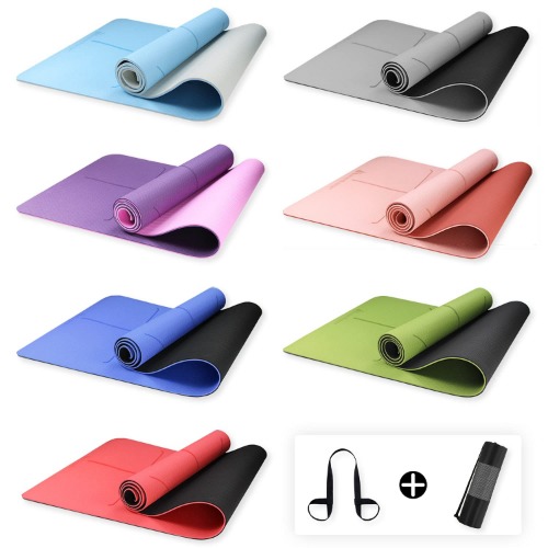 METEOR Essential 6mm Dual-Tone Yoga Mat with Alignment Lines, TPE Yoga Mat Non-Slip Textured, High-Density Padding for Knee Comfort, Perfect for Yoga, Pilates and Fitness Exercise