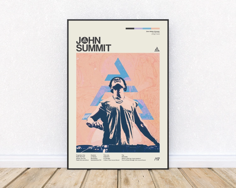 John Summit Inspired Poster Retro Style Print Mid Century Modern, Electronic Dance Music DJ, Wall Art, District 33