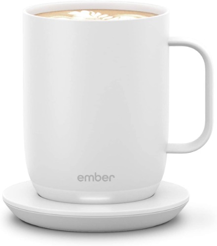AMOCHY Ember Temperature Control Smart Mug 2, 14 oz, White, 80 min. Battery Life - App Controlled Heated Coffee Mug - Improved Design (Renewed) - 