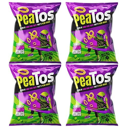 PeaTos® - the Craveworthy upgrade to America's favorite snacks - PeaTos Classic Onion Rings in 3 oz. Bags (4 pack) full of “JUNK FOOD” flavor and fun WITHOUT THE JUNK. PeaTos are Pea-Based, Plant-Based, Vegan, Gluten-Free, and Non-GMO. - Crunchy Onion Rings 0.6 Ounce (Pack of 15)