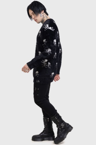 Skull Smasher Cardigan | M / Black