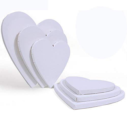 Painting Canvas Panel Boards, Heart-Shaped Artist Canvas Boards, 6Pcs/Set Cotton Stretched Primed Blank Canvas Panels for Students Artist Hobby Painters Beginners - Heart