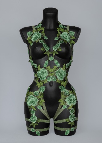 PERSEPHONE FOREST - Green Lace Goddess Bodycage | UK 18-20/US 14-16