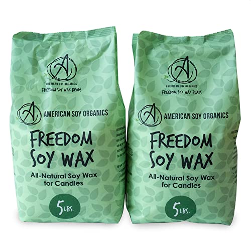 American Soy Organics- 10 lb of Freedom Soy Wax Beads for Candle Making – Microwavable Soy Wax Beads – Premium Soy Candle Making Supplies - 10lb