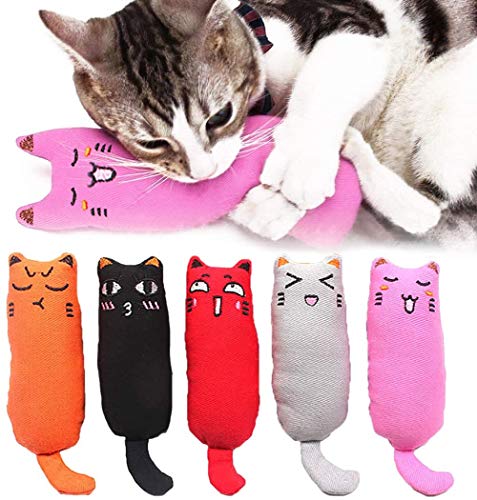 Legendog 5Pcs Bite Resistant Catnip Toy for Cats,Catnip Filled Cartoon Mice Cat Teething Chew Toy - Multicolor