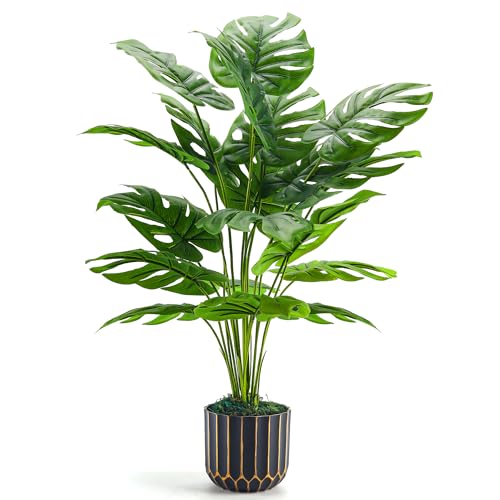 Der Rose Fake Plants Tall 28'' Artificial Monstera Faux Plants Indoor for Living Room Home House Decor