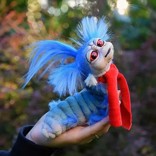 YESMAN Worm from Labyrinth - Worm from Labyrinth Plush Doll, Funny Labyrinth Firey Plush Toy, Handmade Worm from Labyrinth Stuffed Toy Funny Present, Handmade Worm Stuffed Toy Funny Present Plush Doll