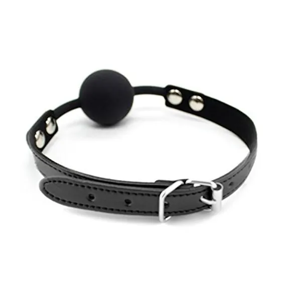 Ball Gag Silicone Black by HappyNHealthy - 1.67 Inch (Pack of 1) Without Nipple Clamp Black