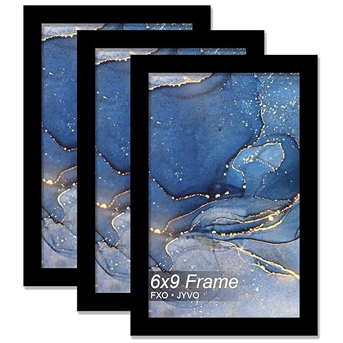 Fxojyvo 6x9 Picture Frame Set of 3, Black Frame for 6 x 9 Inch Picture Poster Photo, Light Weight and High Transparent 6 by 9 Frame for Wall - 3 Pack/Black/6"x9" - 3 - 6x9