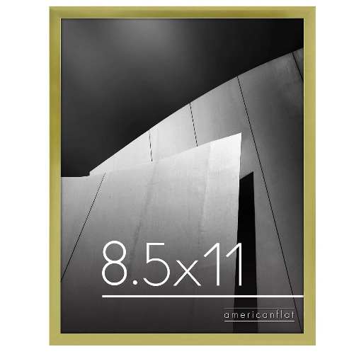 Americanflat 8.5x11 Picture Frame in Gold with Shatter Resistant Glass - Thin Border Frame in Horizontal and Vertical Formats for Wall and Tabletop - Gold - 8.5x11