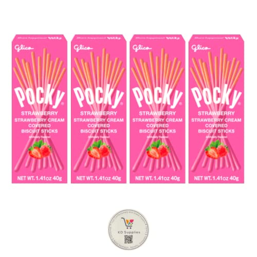 Pocky Biscuit Stick 1.41oz (Pack of 4) (Strawberry Cream) - Strawberry Cream